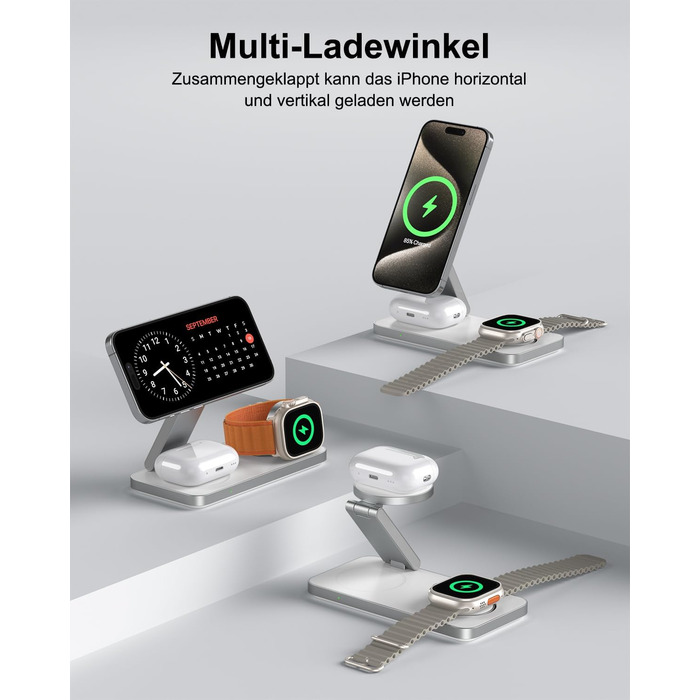 Бездротовий зарядний пристрій 3-в-1 MagSafe для iPhone, Apple Watch, AirPods Pro (білий)