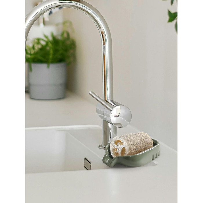 Керамічна миска для мила BosilunLife з отвором для стоку води – неслизька підставка для мила, квадратна, сучасна та мінімалістична, для ванної кімнати, душу, кухні, умивальника (Сірий, Зелений)