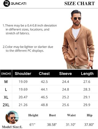 Чоловіча в'язана куртка Runcati з коміром-шарфом, стильна, на ґудзиках, зимова, з рельєфним в'язанням, XL, хакі