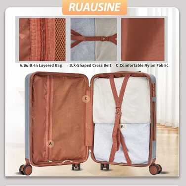 Валіза ручної поклажі з жорстким корпусом та 4 обертовими колесами, з TSA-замком (Сріблястий, 20 дюймів)