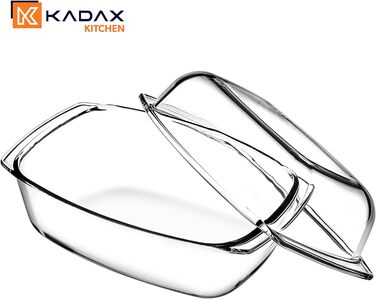 Форма для запікання KADAX 7л зі склокераміки - прямокутна, для лазаньї, овочевих запіканок, м'ясних страв, жароміцна, придатна для миття в посудомийній машині, прозора