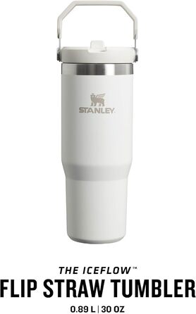 Stanley Flip Straw Tumbler 1.0 Drinking Bottle with Straw 0.89L - Thermos Bottle Keeps Drinks Cold for 12+ Hours - Dishwasher Safe - Sports Bottle - Water Bottle BPA Free - Frost