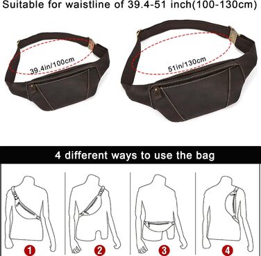 Чоловіча/жіноча поясна сумка з екошкіри в стилі вінтаж, чорна (1034 Темно-коричнева)