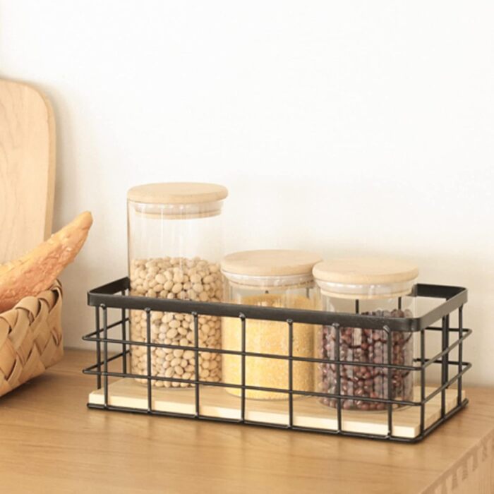 Dicunoy 2 Pack Small Wire Basket, Rectangular Metal Basket Narrow, Small Storage Basket Bathroom Basket, Counter Organizer Basket for Desktop Fruit, Kitchen Countertop, Office Decorative, 10 x 10 x 25 cm