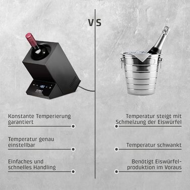 CASO WineCase One Black - Single Bottle Wine Cooler with Temperature Control (5-18°C), Stainless Steel Finish