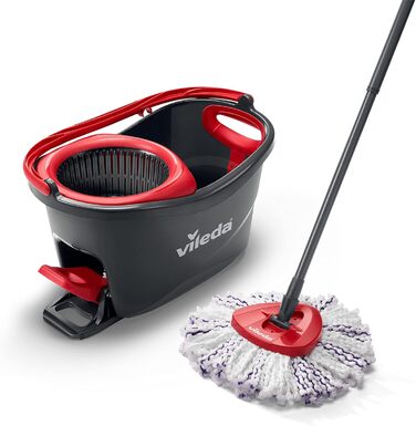 Набір для миття підлоги Vileda Turbo 3in1: моп з мікрофібри, відро з педальним механізмом, телескопічна ручка (85-123 см)
