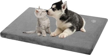 EMPSIGN Dog Bed for Large Dogs, Washable Dog Cushion, Waterproof Dog Bed L 89x56cmx7.6cm, Dog Cushion Suitable for Cages, Dog Mat with Removable and Washable Cover for Large Dogs, Grey (S (61*41*5.8cm))