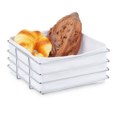 Relaxdays Bread Box Metal with Fabric Insert