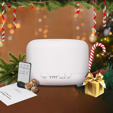 Аромадифузор Hianjoo Aroma 450 мл з таймером, ультразвуковий, 7 кольорів LED, з пультом, для спа/офісу/йоги - білий