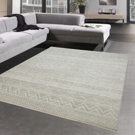 Килим CARPETIA для вітальні та спальні, кремовий, зигзаг, 160x230 см, легкий у догляді