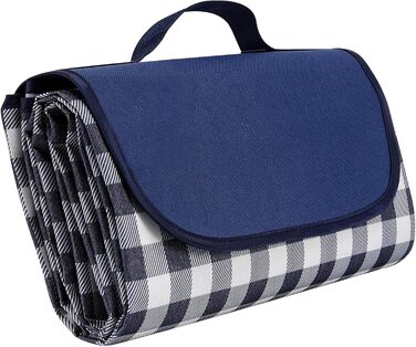 Килимок для пікніка Hozelin, водовідштовхуючий, складний, великий, пісконепроникний, 152.4 x 203.2 см (блакитний/білий)