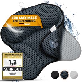 Подушка для ванни з 6 міцними присосками - Ergonomic Comfort, сіра. Зручна подушка для шиї та спини, з сумкою для перенесення. Висока якість.