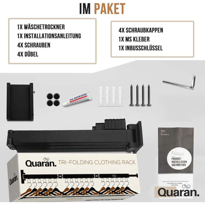 Клітка для білизни Quaran® настінна, висувна, розкладна, для дому