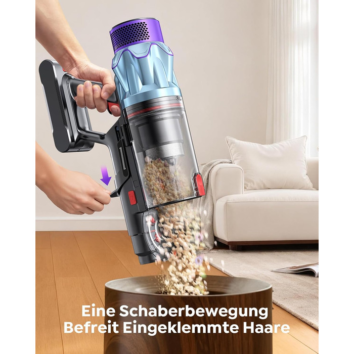 Бездротовий акумуляторний пилосос 600W з ароматерапією та станцією зарядки, 1.5L контейнер, для дому, авто, видалення шерсті тварин, твердих поверхонь, килимів