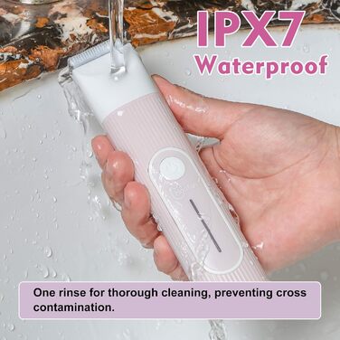 Професійна шерстьрізка для собак та котів Hoofun 4-в-1, IPX7, бездротова, з 4 насадками, для собак, котів, кроликів (біла/рожева)