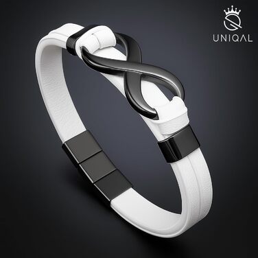 Браслет шкіряний чоловічий UNIQAL Infinity з нержавіючої сталі та натуральної шкіри коричневого кольору, 19 см + подарункова коробка