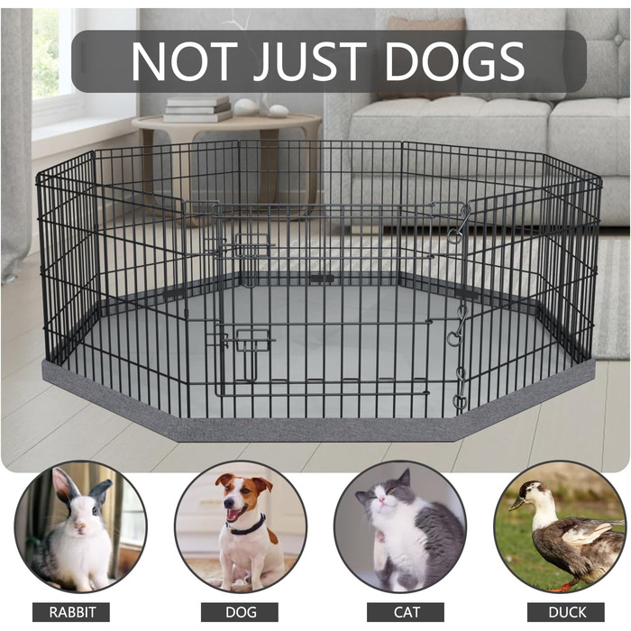 Захисна килимок для вольєру для собак PETIME, водовідштовхувальний, для дому та вулиці, сумісний з 8-панельними вольєрами шириною 61 см