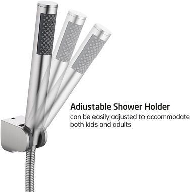KES Handheld Shower Head Shower Head Bathroom SUS304 Shower Head with Shower Head Holder and Shower Hose Stainless Steel Brushed, LP150-BS