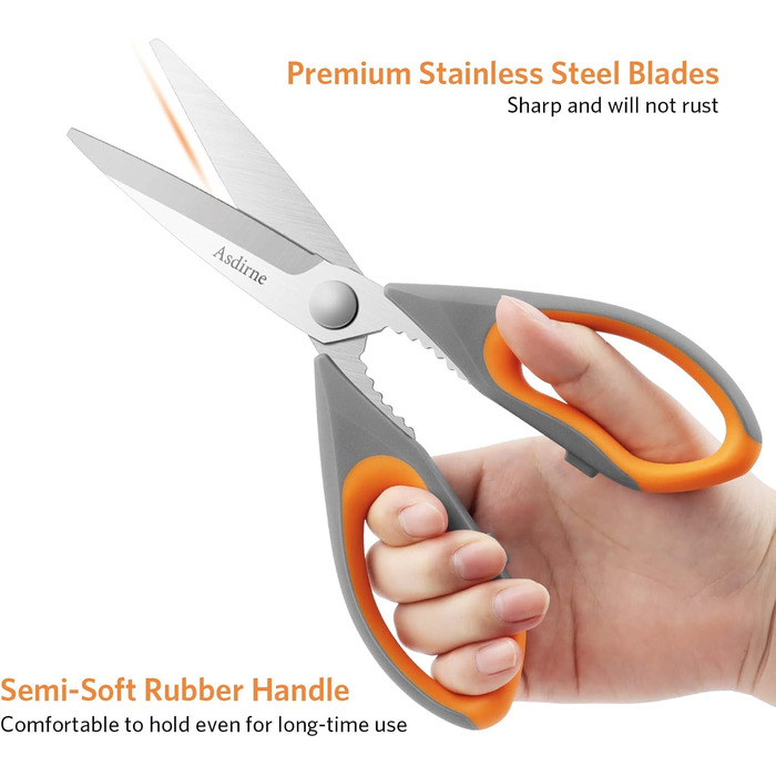 Набір кухонних ножиць 5шт. з нержавіючої сталі, мультифункціональний, помаранчевий/сірий