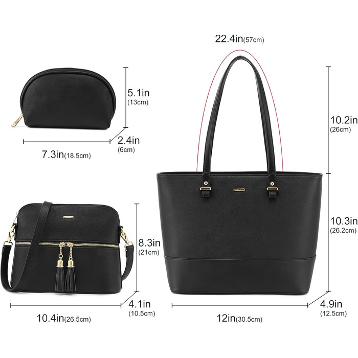 Сумка жіноча LOVEVOOK шопер шкіряний 3-в-1 чорна (C Schwarz) велика містка