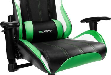 Ігрове крісло Drift DR175GREEN, екошкіра, 2D підлокітники, клас 4, чорний/зелений