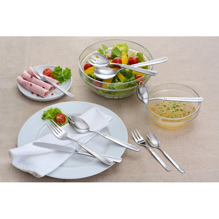 Набір столових приборів Gräwe Leipzig на 12 осіб (68 предметів) з нержавіючої сталі, з кейсом та столовим приладдям для тортів, ручна полірування, придатний для миття в посудомийній машині