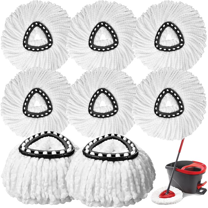 8 Pack Spin Mop Replacement Heads, 360 Degree Spinning Mop Replace Head, 100% Microfiber Mop Head Replacement Compatible with Triangle Spin Mop for Floor Cleaning