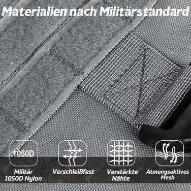 Шлейка для собак Rabbitgoo для великих собак без натягу, тактична, з MOLLE, металеві пряжки, дихаюча, військова, регульована, з підкладкою, L (1 шт., сіра)