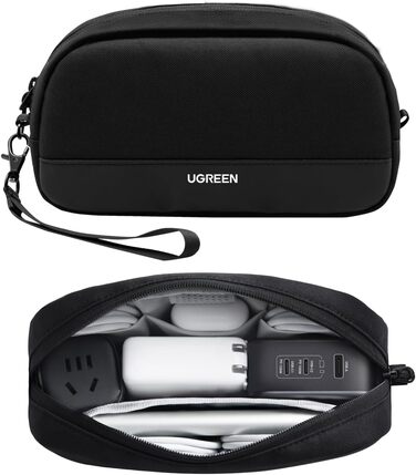 UGREEN Cable Bag Tech EDC Pouch, Cable Organizer Bag, Travel Essentials Cable Bag Organizer, Waterproof, Internal Zippered Layers, For Power Bank, Charger, Adapter, Cables, HDD