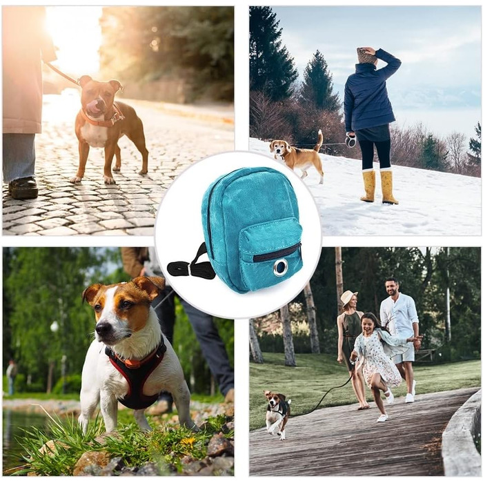 Рюкзак для собак Dongker з повідком 1,2 м, милий рюкзак для маленьких собак з дозатором пакетів для вигулу, S: обхват грудей 12,6-15,7 (L: 14,9-21,2)