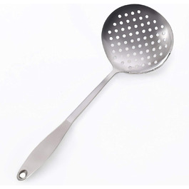 Skimmer Spoon/Strainer Ladle - Stainless Steel - with Sanding Handle - Perforated Style for Kitchen Food - by Cenka (13.2-inch) by CENKA