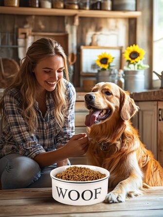 Керамічна годівниця для собак Autumnlife 2.2L з піднятою платформою. Підходить для собак середніх та великих порід, котів. Миска для води та корму, безпечна для миття в посудомийній машині та розігріву в мікрохвильовці. Білий колір.