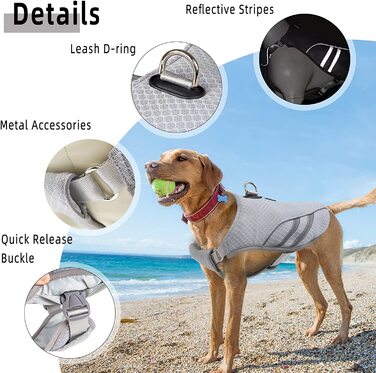 DearDD Cooling Vest for Dogs Summer Cooling Jacket for Dogs, Adjustable Breathable Mesh Dog Vest with Harness D-Ring Warning Vest Dog Coat for Small, Medium, Large Dogs, XL XL (Chest 78-99cm)
