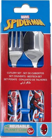 Дитячий столовий прилад Kinderbesteck з нержавіючої сталі Spider-Man, 2 шт, сріблястий