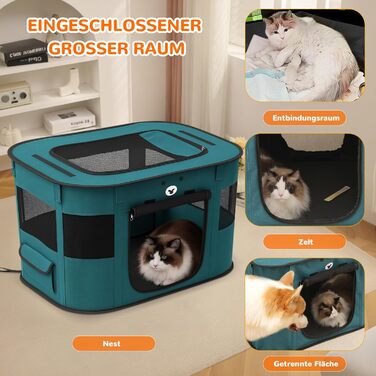 ALLSOPETS Розкладний вольєр для цуценят/собак/кішок, переносна собача будка/загорода, переносна клітка для собак, для дому, вулиці, подорожей, з сумкою (Колір: Edelsteinblau, XXL)