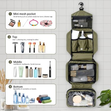 Сумка-органайзер для косметики та туалетних аксесуарів Caping Oxford (зелена, велика)