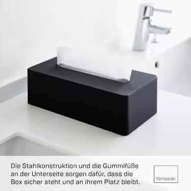 YAMAZAKI Tissue Box Cover, Tissue Holder, Alloy Steel, Black, One Size