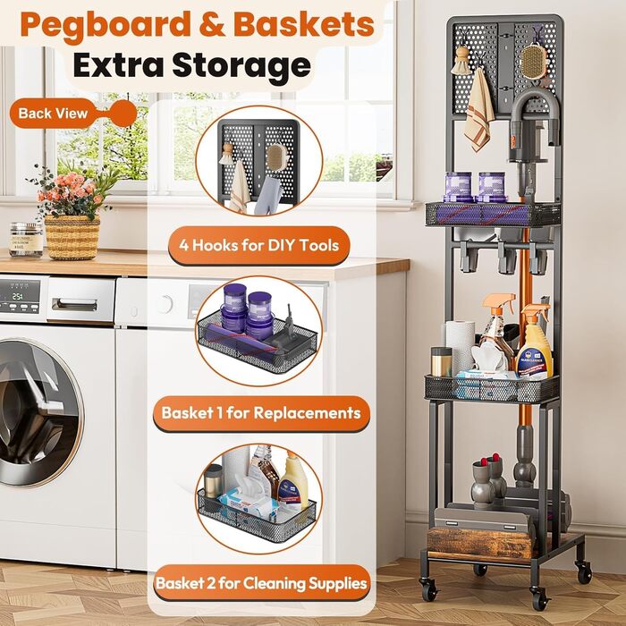 Підставка для пилососа Bikoney сумісна з Dyson V15, V12, V11, V10, V8, V7, V6, Gen5, з аксесуарами та місцем для зберігання