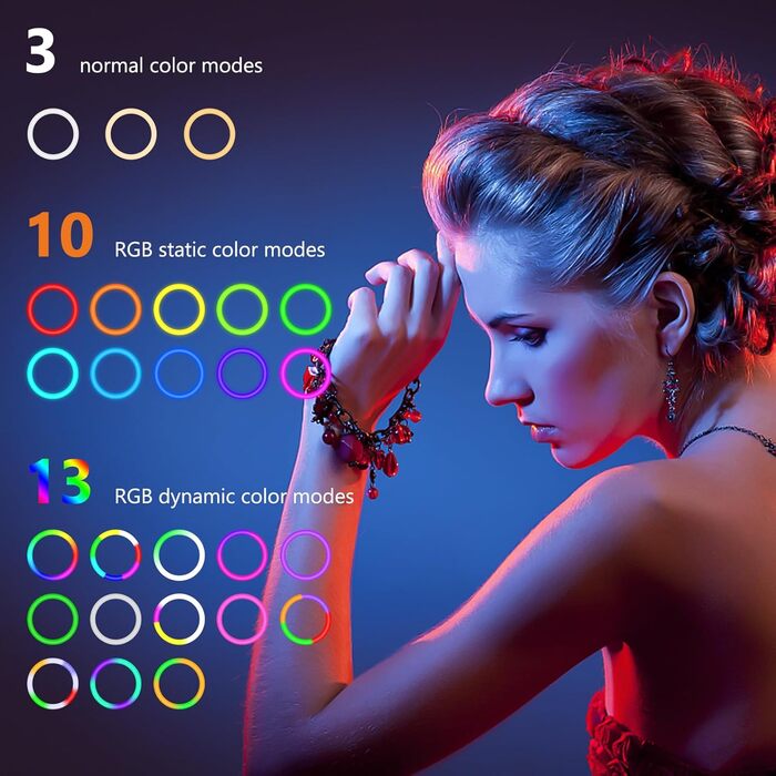 PEYOU Кольцеве світло з триподом 12'/186 см, 48 RGB режимів, регульований трипод для смартфона, для TikTok, YouTube, макіяжу та фотографії