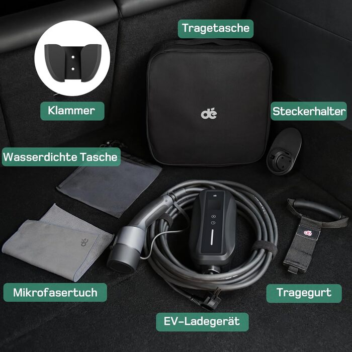 Кабель зарядки Schuko 3.68kW для електромобілів, 6м, 6-16A з цифровим дисплеєм