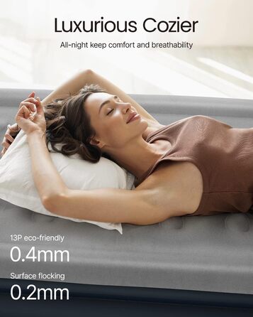 Надувний матрац iDOO з електричною помпою, самонадувний, 137x193x46 см, для дому та кемпінгу