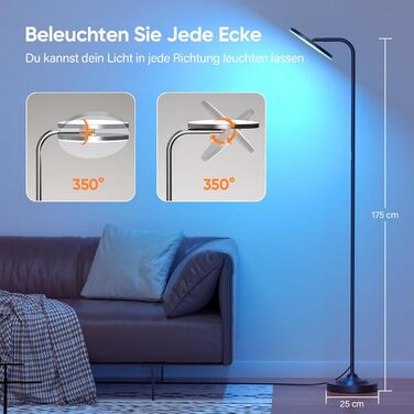 Стельовий світильник SIBRILLE 36W з регулюванням яскравості, RGB, для вітальні, спальні, офісу