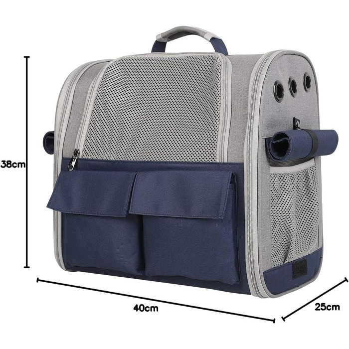 Транспортна сумка для домашніх тварин: котів та собак до 10 кг, рюкзак, дихаюча, складана, блакитна, для подорожей, схвалена авіакомпаніями