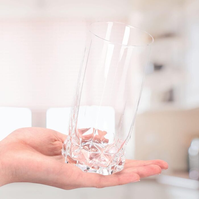 KADAX Drinking Glasses Set of 12, made of high-quality glass, water glasses, thick-walled juice glasses, ribbed glasses for water, drinks, juice, party, cocktail glasses, beverage glasses (Set of 12, 325ml tall)