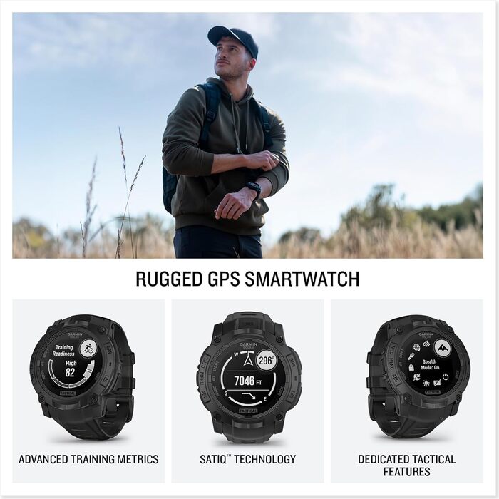 Garmin Instinct 3 Tactical Edition: Тактичний GPS-годинник з сонячним дисплеєм, 45 мм