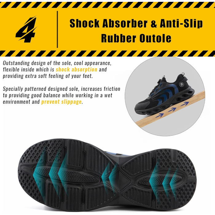 Робочі черевики Hitmars, унісекс, самозатягування, розмір 36-46 (H23, блакитний, 39 EU)