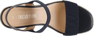 Босоніжки жіночі DREAM PAIRS на танкетці, еспадрильї, відкритий носок, ремінець на щиколотку, сині (40 EU)
