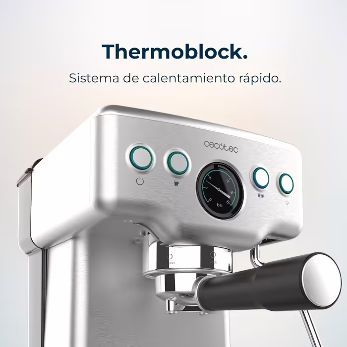 Еспресо-машина Cecotec Barista Power Mini, 1465 Вт, 20 бар, з манометром, термоблоком, поворотною паровою насадкою, подвійним носиком і резервуаром 1,8 л