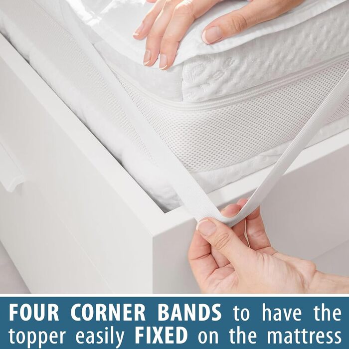 FAM Home Mattress Protector with 4 Elastic Corners, Topper, Natural and Breathable, Bedspread for Adults and Children, Mattress Pad, 180 x 200 cm