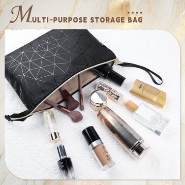 Косметичка жіноча мініатюрна, пудрова, водонепроникна, для подорожей, органайзер, чорно-бежева